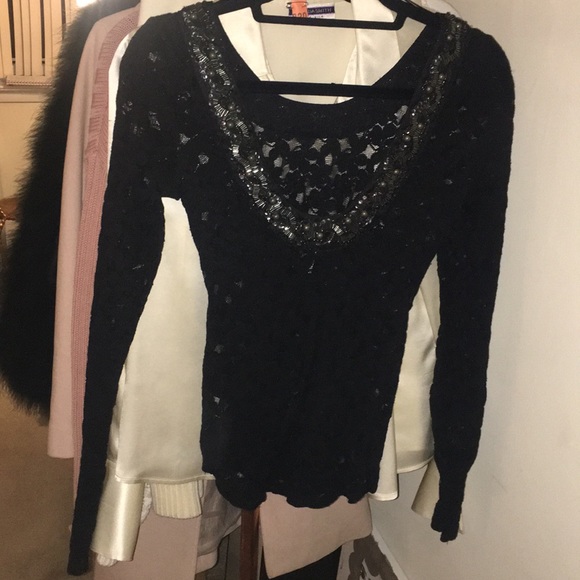 Free People Embellished Lace Top with Low Back - Picture 2 of 3